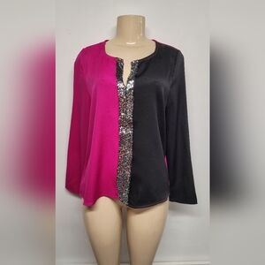 Shein M Pink Black Sequin top